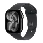 Apple Watch Series 11 Aluminium 46mm Αδιάβροχο με Παλμογράφο (Jet Black Aluminium Case with Black Sport Band )
