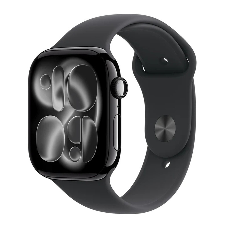 Apple Watch Series 11 Aluminium 46mm Αδιάβροχο με Παλμογράφο (Jet Black Aluminium Case with Black Sport Band )